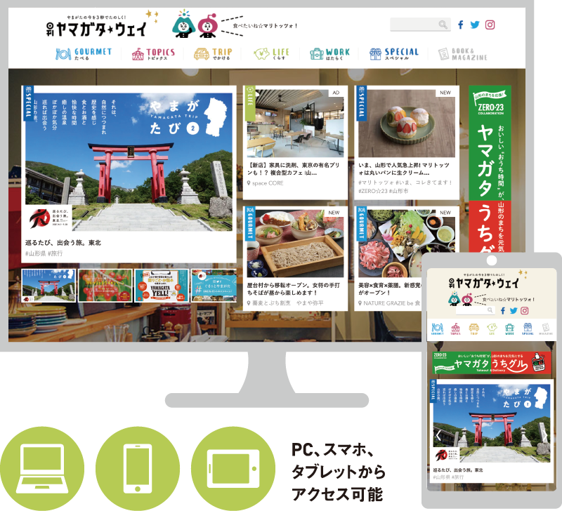 PC、スマホ、タブレットからアクセス可能